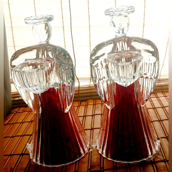Vintage Pair of Angel Candleholders by St. George Crystal - Picture 6 of 6